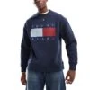 Tommy Jeans Large Flag Logo Sweatshirt In Navy For Men -Tommy Hilfiger Store 206860139 1 navy