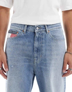Tommy Jeans Skater Ripped Jeans In Mid Wash With Flag Details For Men Denim Medium -Tommy Hilfiger Store 206860163 5