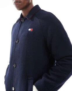 Tommy Jeans Long Wool Coat In Navy For Men Dark Night Navy -Tommy Hilfiger Store 206860219 3