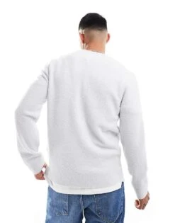 Tommy Jeans Boucle Varsity Jumper In Light Grey For Men Silver Grey -Tommy Hilfiger Store 206860271 2