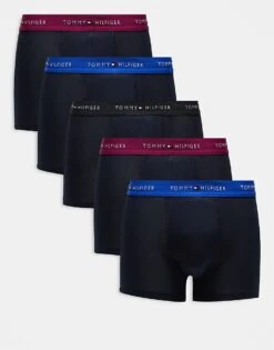 Tommy Hilfiger Signature Essential 5 Pack Trunk With Coloured Waistband In Black For Men -Tommy Hilfiger Store 206876844 1 black 1