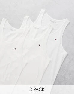 Tommy Hilfiger Signature Essential 3 Pack Tank Top In White For Men