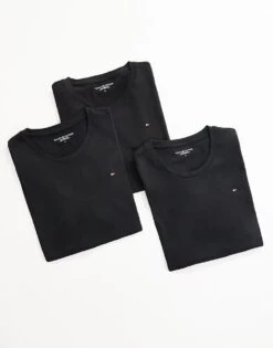 Tommy Hilfiger Signature Essential Flag Logo 3 Pack T-shirt In Black For Men -Tommy Hilfiger Store 206876986 1 black 1