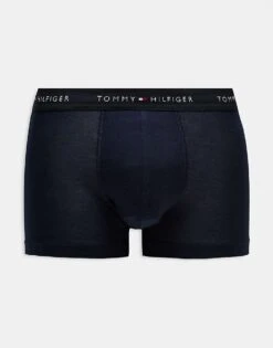 Tommy Hilfiger Signature Essential 3 Pack Trunk With Coloured Waistband In Black For Men -Tommy Hilfiger Store 206876998 2