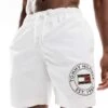 Tommy Hilfiger Logo Long Drawstring Swim Short In White For Men -Tommy Hilfiger Store 206877162 1 white