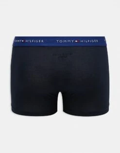Tommy Hilfiger Signature Essential 3 Pack Trunks In Black With Red/green/blue Waistbands For Men -Tommy Hilfiger Store 206877175 3