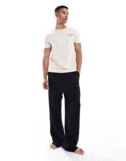 Tommy Hilfiger Lounge Logo T-shirt In Oatmeal For Men Beige -Tommy Hilfiger Store 206877258 3