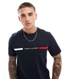 Tommy Hilfiger Linear Flag T-shirt In Navy For Men Desert Sky -Tommy Hilfiger Store 206877426 1 desertsky 1