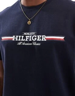 Tommy Hilfiger Chest Stripe T-shirt In Navy For Men Desert Sky -Tommy Hilfiger Store 206877427 3
