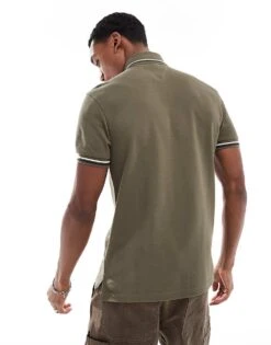 Tommy Hilfiger Tipped Slim Fit Polo Shirt In Army Green For Men -Tommy Hilfiger Store 206877445 4