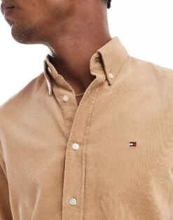 Tommy Hilfiger Cord Shirt In Beige For Men Safari Canvas -Tommy Hilfiger Store 206877463 3