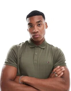 Tommy Hilfiger Cotton Essential Polo Shirt In Khaki Green For Men Army Green