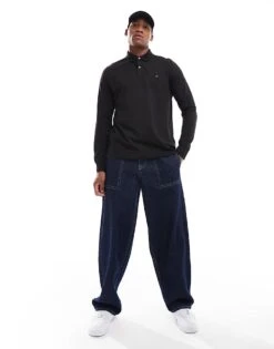 Tommy Hilfiger 1985 Regular Long Sleeve Polo Shirt In Black For Men -Tommy Hilfiger Store 206877499 3