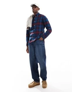 Tommy Hilfiger Brushed Check Shirt In Navy And Burgundy For Men Indigo/rouge -Tommy Hilfiger Store 206877515 1 indigorouge 1