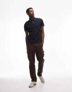 Tommy Hilfiger Tipped Slim Fit Polo Shirt In Navy For Men Desert Sky -Tommy Hilfiger Store 206877516 4