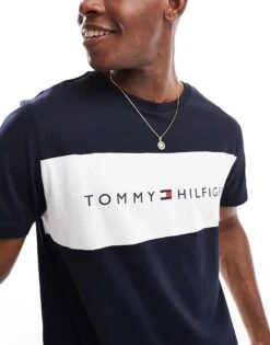 Tommy Hilfiger Colourblock T-shirt In Navy For Men Desert Sky -Tommy Hilfiger Store 206877534 1 desertsky 1
