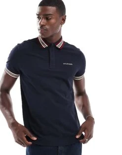 Tommy Hilfiger Striped Collar Polo Shirt In Navy For Men Desert Sky -Tommy Hilfiger Store 206877559 1 desertsky 1