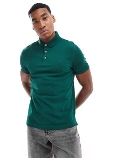 Tommy Hilfiger 1985 Slim Polo Shirt In Forest Green For Men Ornamental Green -Tommy Hilfiger Store 206877577 3