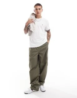 Tommy Hilfiger Stripe Cuff T-shirt In White For Men -Tommy Hilfiger Store 206877595 2