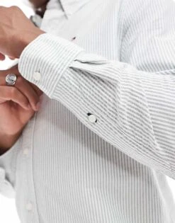 Tommy Hilfiger Heritage Oxford Stripe Shirt In Green And White For Men Green / White -Tommy Hilfiger Store 206877596 3