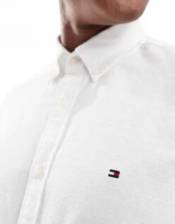 Tommy Hilfiger Oxford Dobby Shirt In White For Men Optic White -Tommy Hilfiger Store 206877615 3