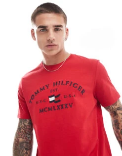 Tommy Hilfiger Nautical Arch Logo T-shirt In Bright Red For Men Primary Red -Tommy Hilfiger Store 206877625 1 primaryred 1