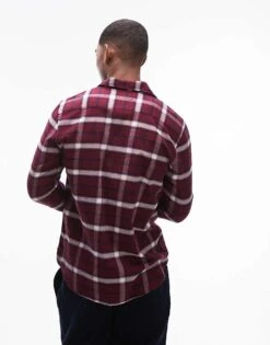 Tommy Hilfiger Brushed Shadow Check Shirt In Burgundy For Men Deep Rouge / Multi -Tommy Hilfiger Store 206877657 4