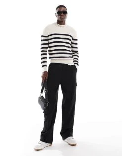 Tommy Hilfiger Essential Jumper In Off White And Navy For Men Oatmilk /navy -Tommy Hilfiger Store 206877658 1 oatmilknavy 1