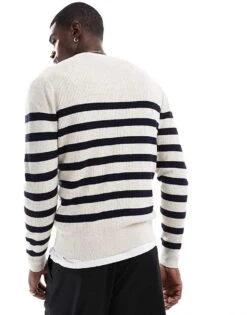 Tommy Hilfiger Essential Jumper In Off White And Navy For Men Oatmilk /navy -Tommy Hilfiger Store 206877658 3