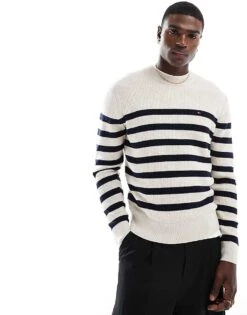 Tommy Hilfiger Essential Jumper In Off White And Navy For Men Oatmilk /navy -Tommy Hilfiger Store 206877658 4