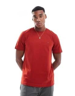 Tommy Hilfiger Small Logo T-shirt In Dark Red For Men Dark Magma