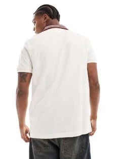 Tommy Hilfiger Striped Collar Polo Shirt In Off White For Men Ivory Petal -Tommy Hilfiger Store 206877701 4