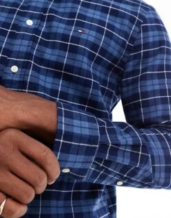 Tommy Hilfiger Brushed Check Shirt In Dark Blue For Men Aegean Sea Check -Tommy Hilfiger Store 206877736 3