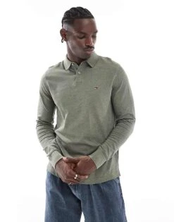Tommy Hilfiger 1985 Regular Long Sleeve Polo Shirt In Olive For Men Utility Olive -Tommy Hilfiger Store 206877779 1 utilityolive 1