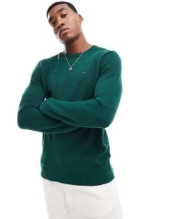 Tommy Hilfiger Essential Jumper In Forest Green For Men Ornamental Green -Tommy Hilfiger Store 206877788 1 ornamentalgreen 1