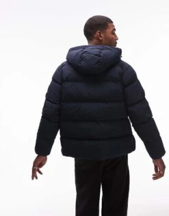 Tommy Hilfiger Down Hooded Puffer Jacket In Navy For Men Desert Sky -Tommy Hilfiger Store 206877851 3