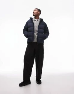 Tommy Hilfiger Down Hooded Puffer Jacket In Navy For Men Desert Sky -Tommy Hilfiger Store 206877851 4