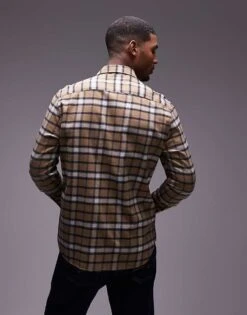 Tommy Hilfiger Brushed Shadow Check Shirt In Tan For Men Safari/ Multi -Tommy Hilfiger Store 206877867 4