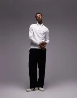 Tommy Hilfiger Tipped Long Sleeve Polo Shirt In White For Men