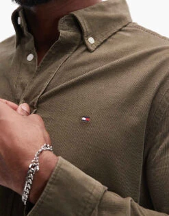 Tommy Hilfiger Cord Shirt In Army Green For Men -Tommy Hilfiger Store 206877903 3