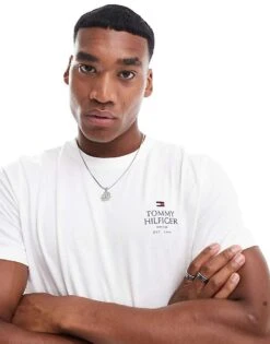 Tommy Hilfiger Stack Logo T-shirt In White For Men -Tommy Hilfiger Store 206877973 3
