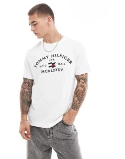 Tommy Hilfiger Nautical Arch Logo T-shirt In White For Men -Tommy Hilfiger Store 206877987 1 white 1