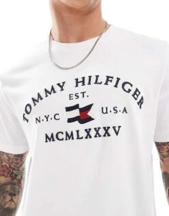 Tommy Hilfiger Nautical Arch Logo T-shirt In White For Men -Tommy Hilfiger Store 206877987 3