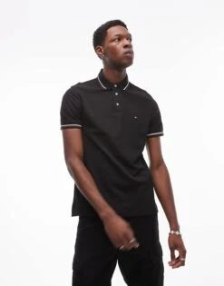 Tommy Hilfiger Tipped Slim Fit Polo Shirt In Black For Men -Tommy Hilfiger Store 206877991 4