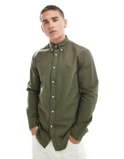 Tommy Hilfiger Oxford Shirt In Army Green For Men
