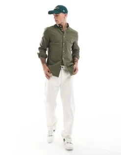 Tommy Hilfiger Oxford Shirt In Army Green For Men -Tommy Hilfiger Store 206878009 3