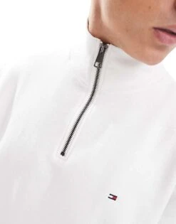 Tommy Hilfiger Essential Half Zip Sweatshirt In White For Men -Tommy Hilfiger Store 206878060 3