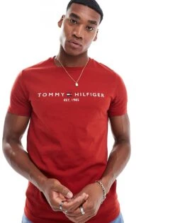 Tommy Hilfiger Logo T-shirt In Red For Men Dark Magma -Tommy Hilfiger Store 206878061 1 darkmagma 1