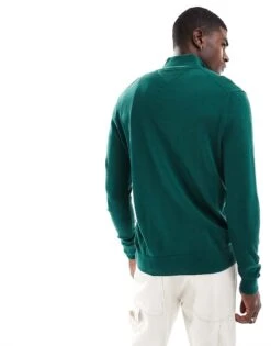 Tommy Hilfiger Essential Half Zip Jumper In Forest Green For Men Ornamental Green -Tommy Hilfiger Store 206878078 3