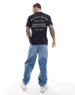 Tommy Hilfiger Back Print T-shirt In Navy For Men Desert Sky -Tommy Hilfiger Store 206878123 1 desertsky 1